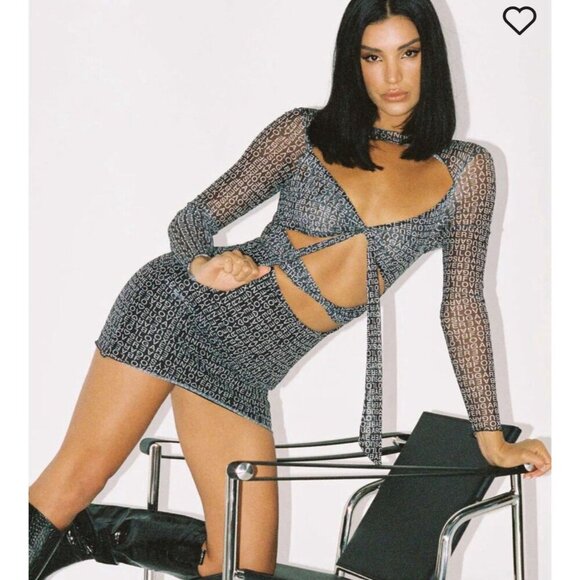 Princess Polly Text Me Dress Womens 10 Black NWT Sexy Mini Sheer Cut Out E-Girl - Picture 3 of 14